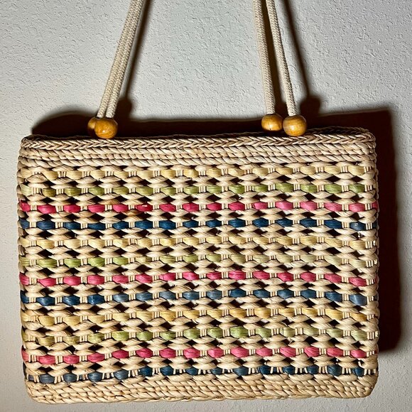 Multicolor Wicker Tote Bag - Picture 1 of 2